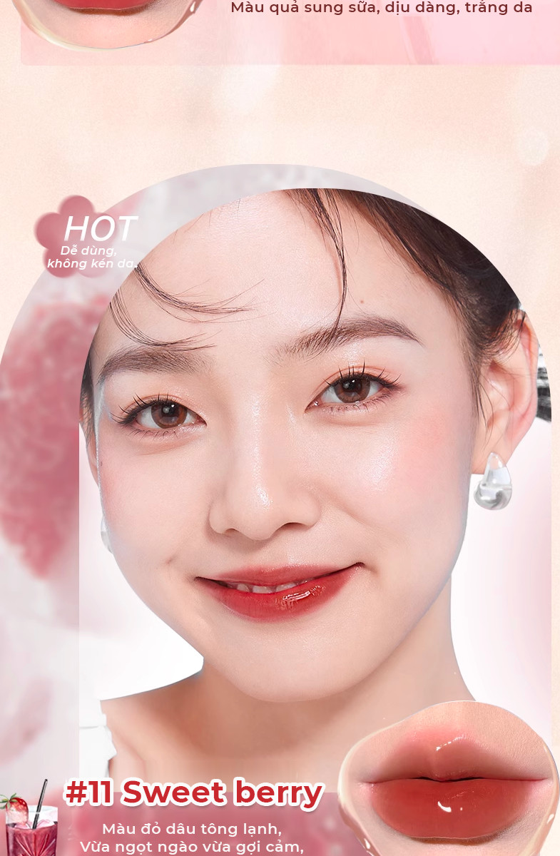 Mô tả Son Tint Bóng JUDYDOLL Trà Đá 1.8g Căng Bóng Mọng Nước Ẩm Mượt Môi Siêu Lì Bền Màu Tạo Hiệu Ứng Tráng Gương - 6