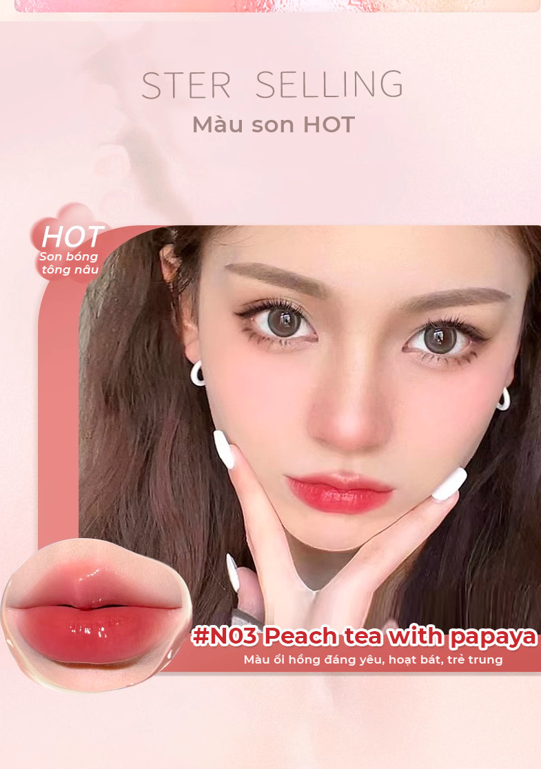 Mô tả Son Tint Bóng JUDYDOLL Trà Đá 1.8g Căng Bóng Mọng Nước Ẩm Mượt Môi Siêu Lì Bền Màu Tạo Hiệu Ứng Tráng Gương - 8