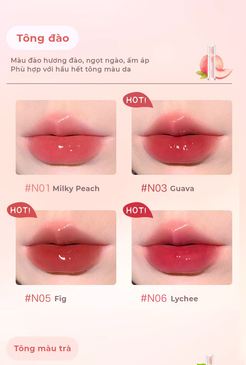 Mô tả Son Tint Bóng JUDYDOLL Trà Đá 1.8g Căng Bóng Mọng Nước Ẩm Mượt Môi Siêu Lì Bền Màu Tạo Hiệu Ứng Tráng Gương - 11