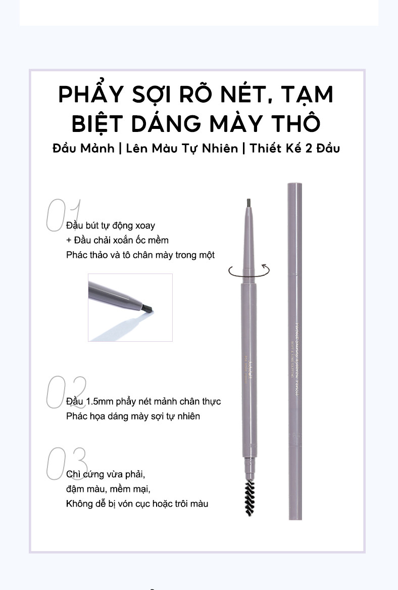 Mô tả Chì Kẻ Chân Mày JUDYDOLL 10g Siêu Mảnh Phẩy Sợi Sắc Nét Chống Thấm Nước Lâu Trôi Cho Người Mới Tập Trang Điểm & Makeup Chuyên Nghiệp - 2