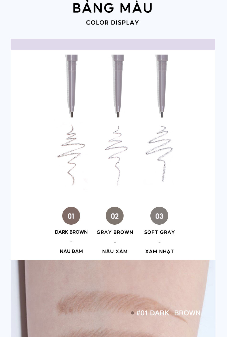 Mô tả Chì Kẻ Chân Mày JUDYDOLL 10g Siêu Mảnh Phẩy Sợi Sắc Nét Chống Thấm Nước Lâu Trôi Cho Người Mới Tập Trang Điểm & Makeup Chuyên Nghiệp - 3
