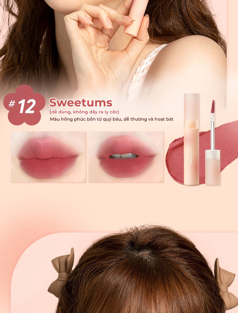 Mô tả Son Kem Lì JUDYDOLL Marshmallow Lâu Trôi Bền Màu Mềm Nhẹ 2.8g - 4