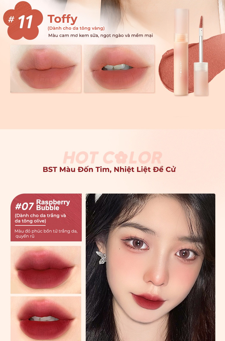Mô tả Son Kem Lì JUDYDOLL Marshmallow Lâu Trôi Bền Màu Mềm Nhẹ 2.8g - 8