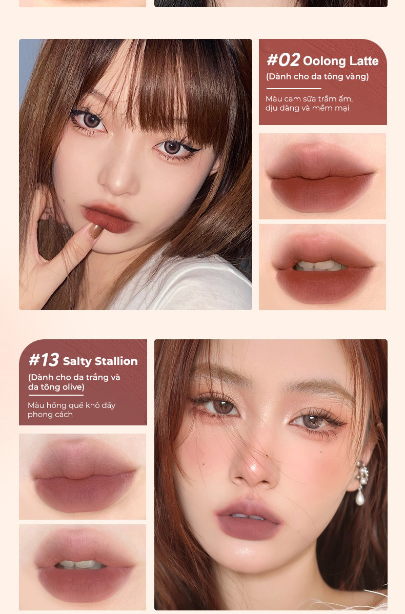 Mô tả Son Kem Lì JUDYDOLL Marshmallow Lâu Trôi Bền Màu Mềm Nhẹ 2.8g - 9