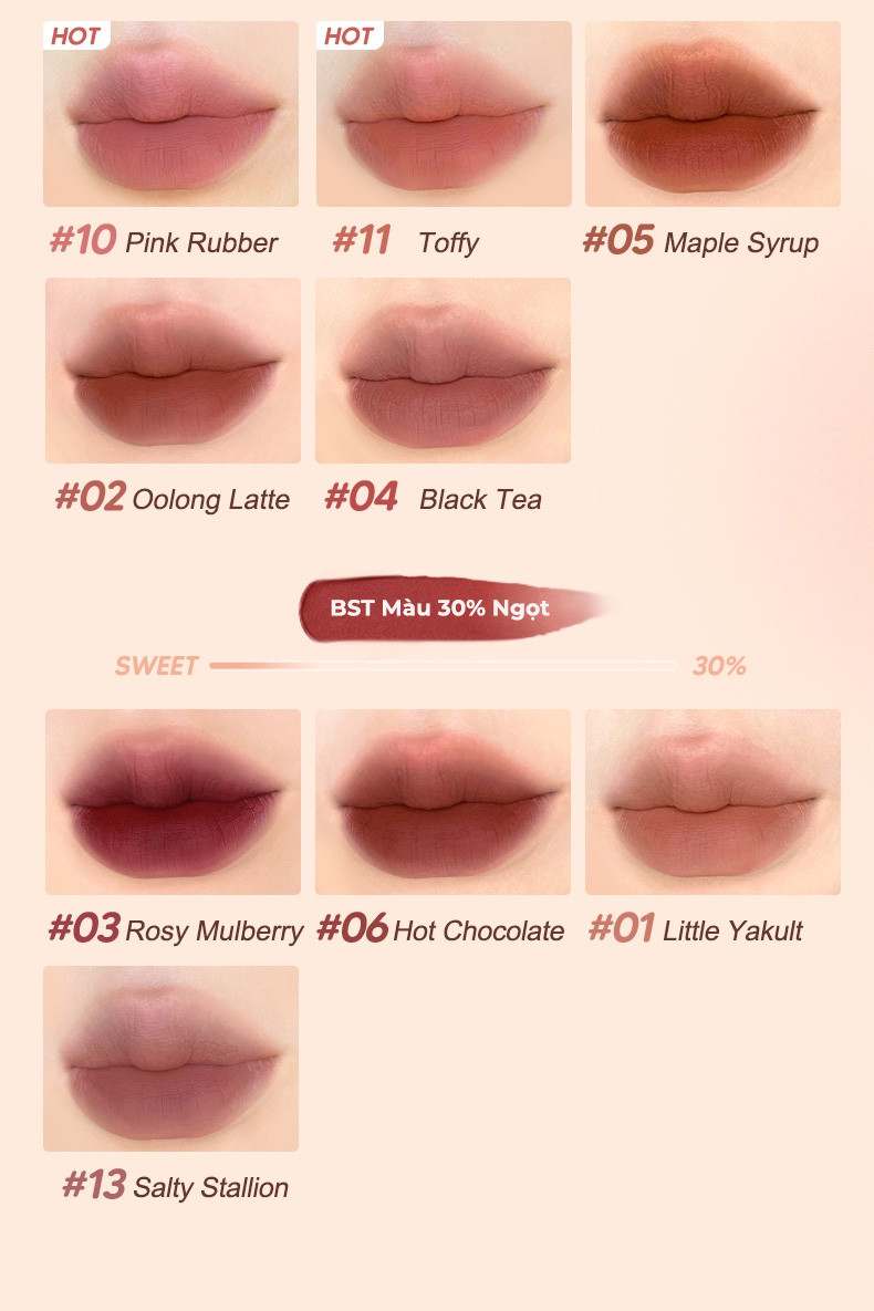 Mô tả Son Kem Lì JUDYDOLL Marshmallow Lâu Trôi Bền Màu Mềm Nhẹ 2.8g - 11