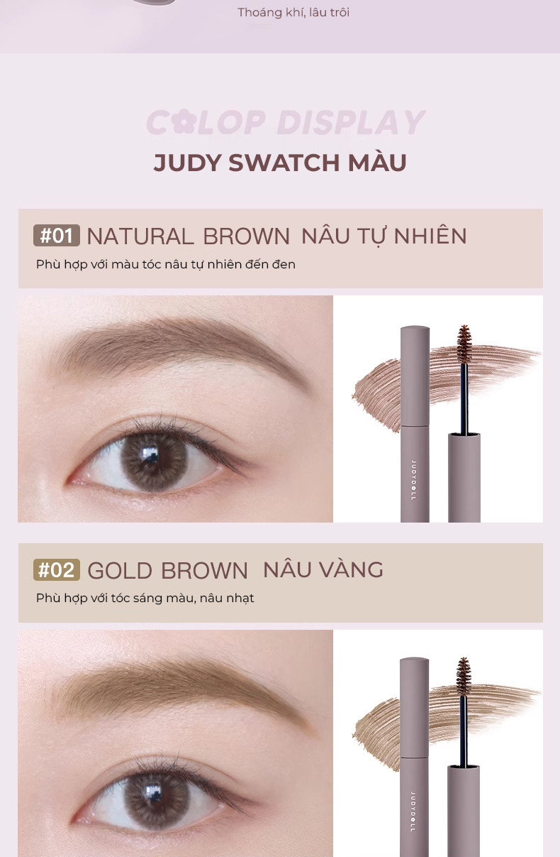 Mô tả Mascara Chân Mày JUDYDOLL 2.5g Chuốt Mày Tự Nhiên Sắc Nét Bền Màu Lâu Trôi Chống Thấm Nước Suốt 24h Cho Người Mới Tập Trang Điểm & Makeup Chuyên Nghiệp - 3
