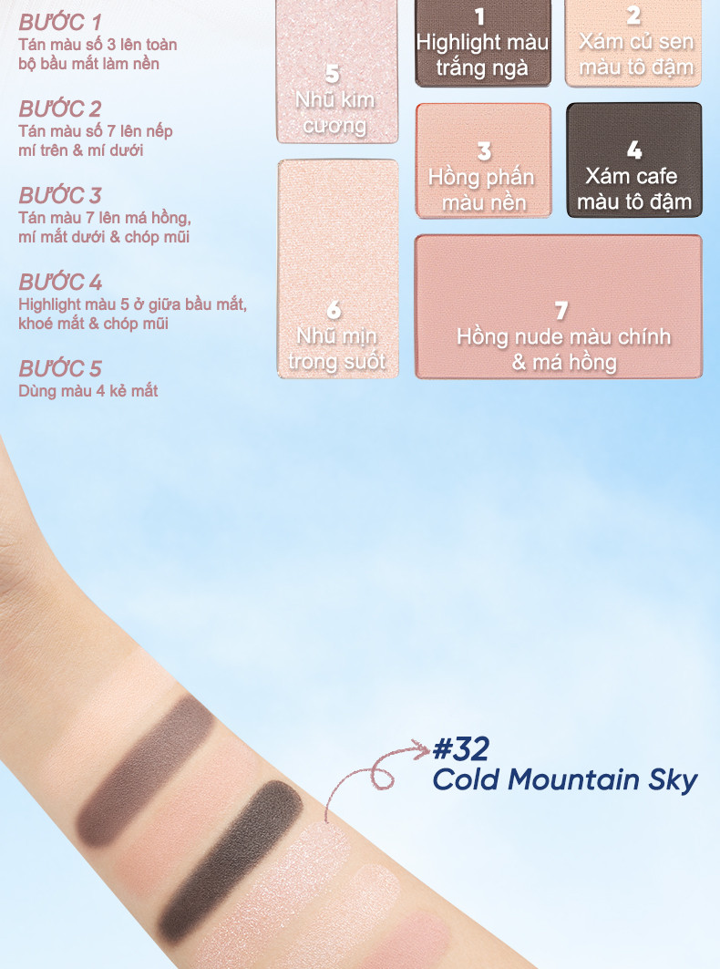 Mô tả Phấn Mắt 7 Màu JUDYDOLL 8.5g Đa Năng Hiệu Ứng Nhũ Siêu Lấp Lánh Mịn Lì Dễ Tán Bền Màu Lên Màu Chuẩn - 12
