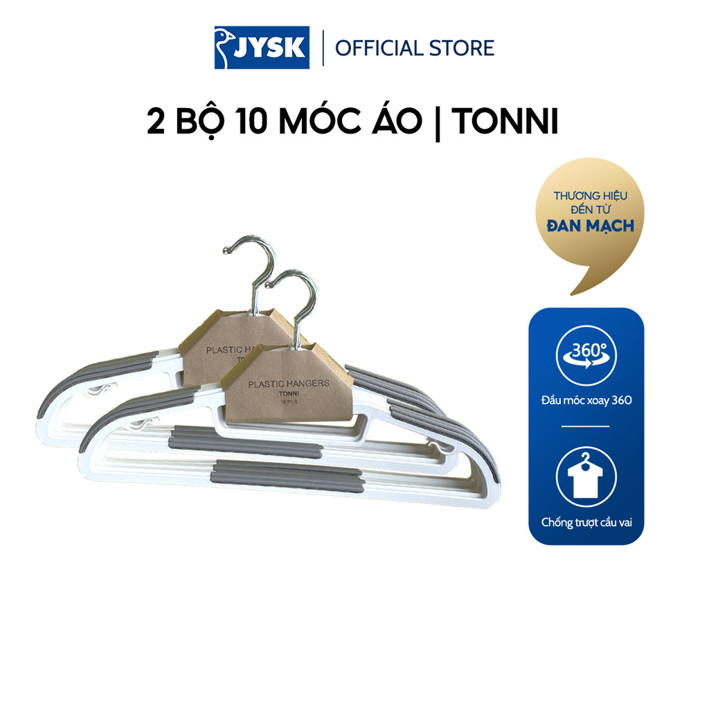 Mô tả Bộ 10 móc áo | JYSK Tonni | nhựa màu xám trắng | 41.5x23x0.6 cm - 1