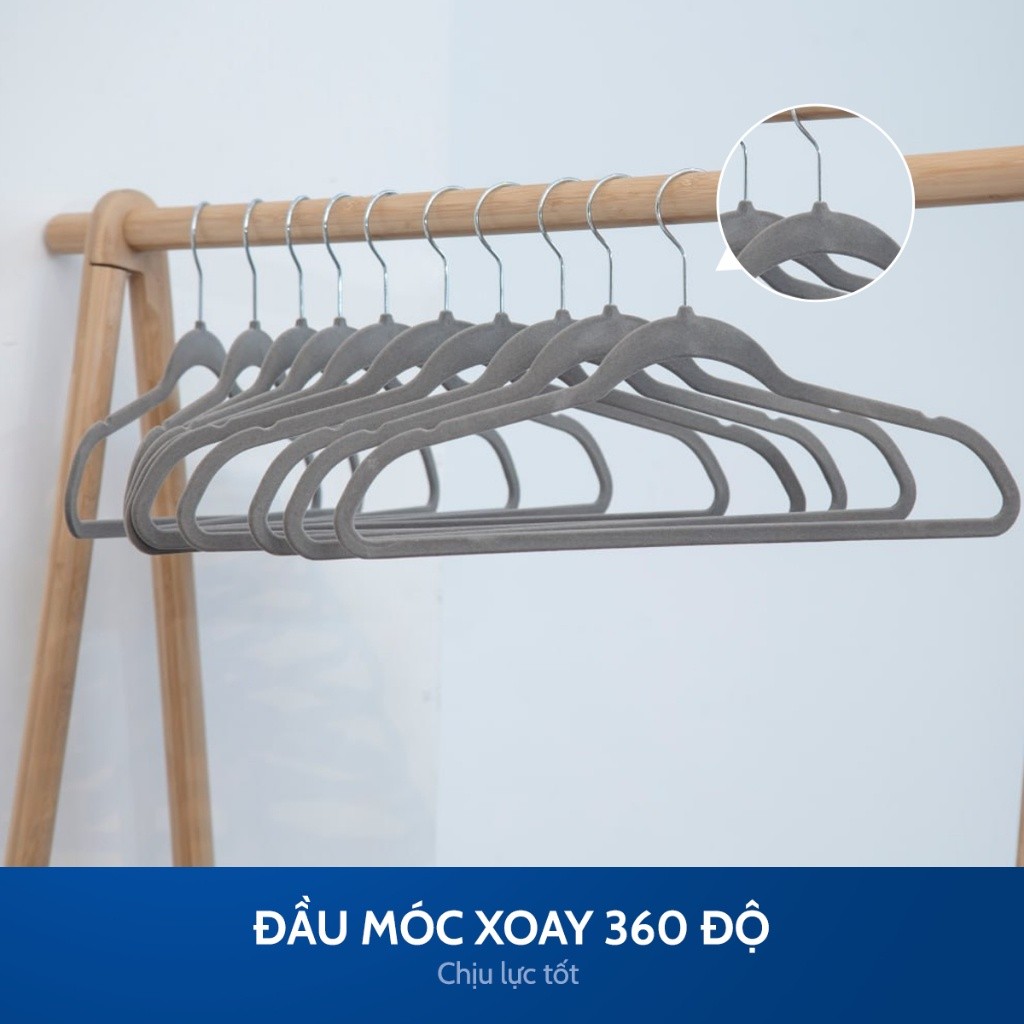 Mô tả Bộ móc áo | JYSK Hektor | bọc nhung màu xám | 45x24x0.5cm - 2