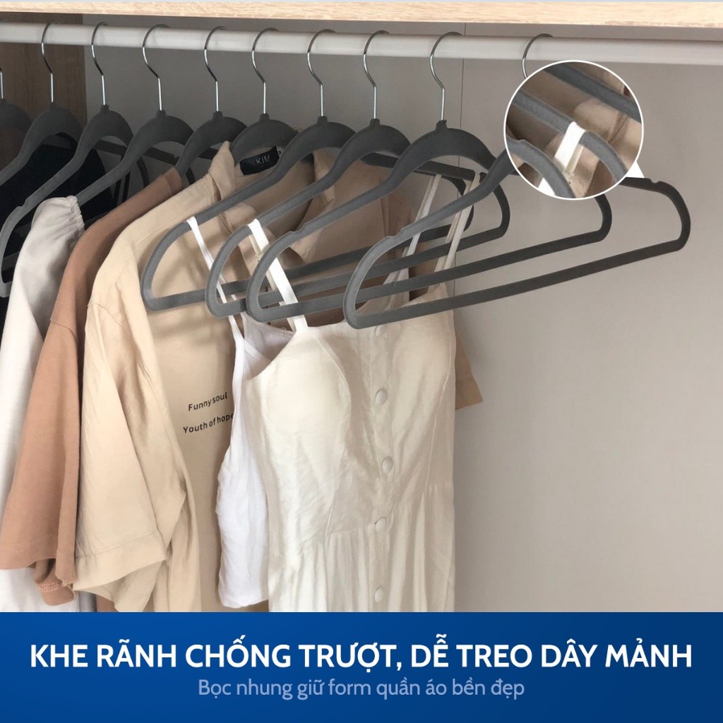 Mô tả Bộ móc áo | JYSK Hektor | bọc nhung màu xám | 45x24x0.5cm - 3