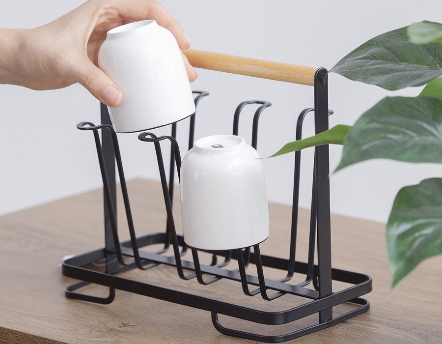 Mô tả Cốc trà | JYSK nID | sứ trắng bóng viền đen | DK6.7x7.8cm - 1