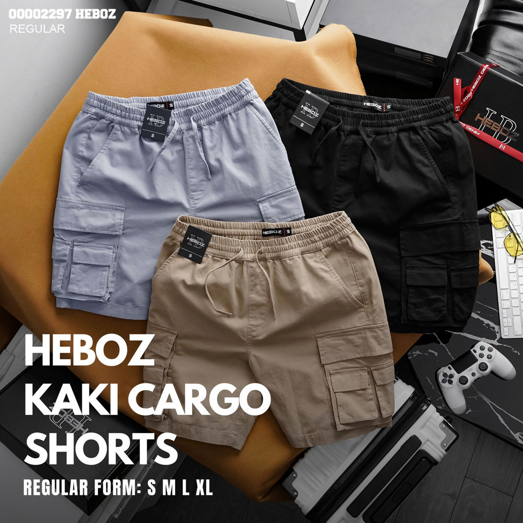 Mô tả Quần short cargo kaki Heboz 3M, quần đùi nam túi hộp lưng thun - 00002297 - 1