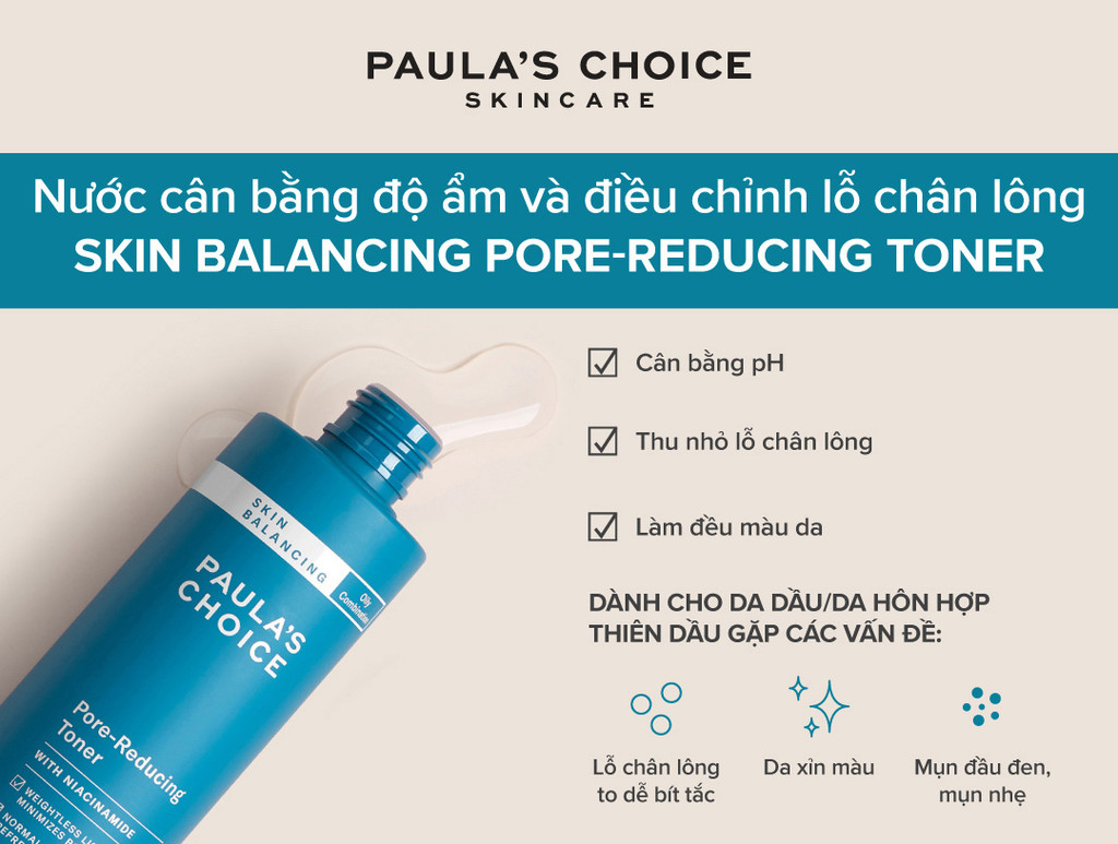 Mô tả Toner cấp ẩm, se khít lỗ chân lông Paula’s Choice Skin Balancing Pore Reducing Toner 30ml 1357 - 1