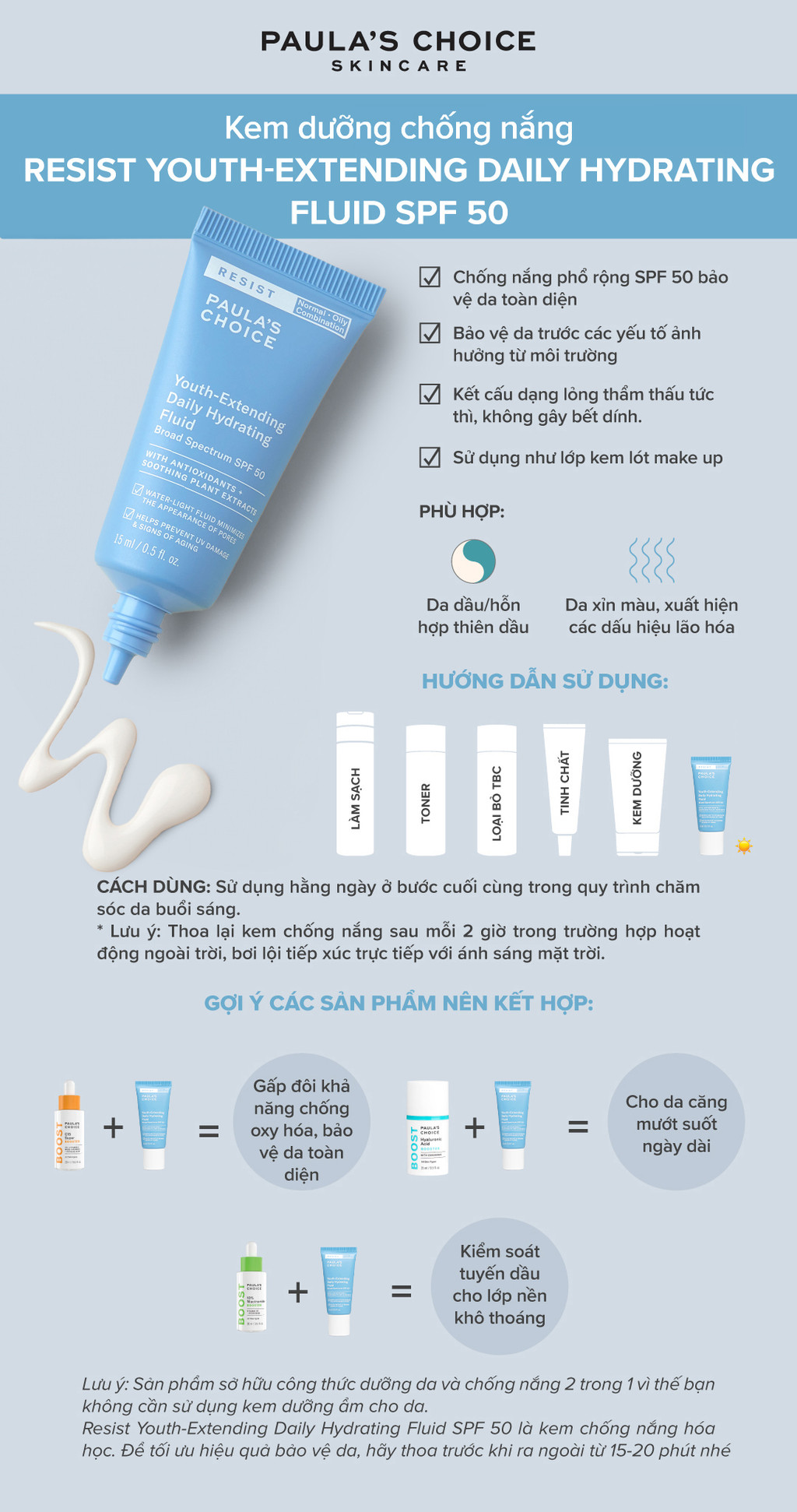 Mô tả Kem ngày mềm mịn, chống nắng phổ rộng Paula's Choice Resist Youth-Extending Daily Mattifying Fluid SPF 50 15ml Mã 7807 - 1