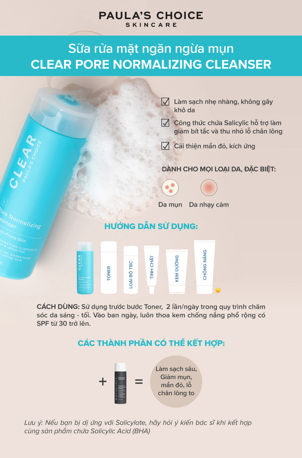 Mô tả Sữa rửa mặt dạng gel ngăn ngừa mụn và se khít lỗ chân lôngPaula’s Choice Clear Pore Normalizing Cleanser 30ml 6006 - 1