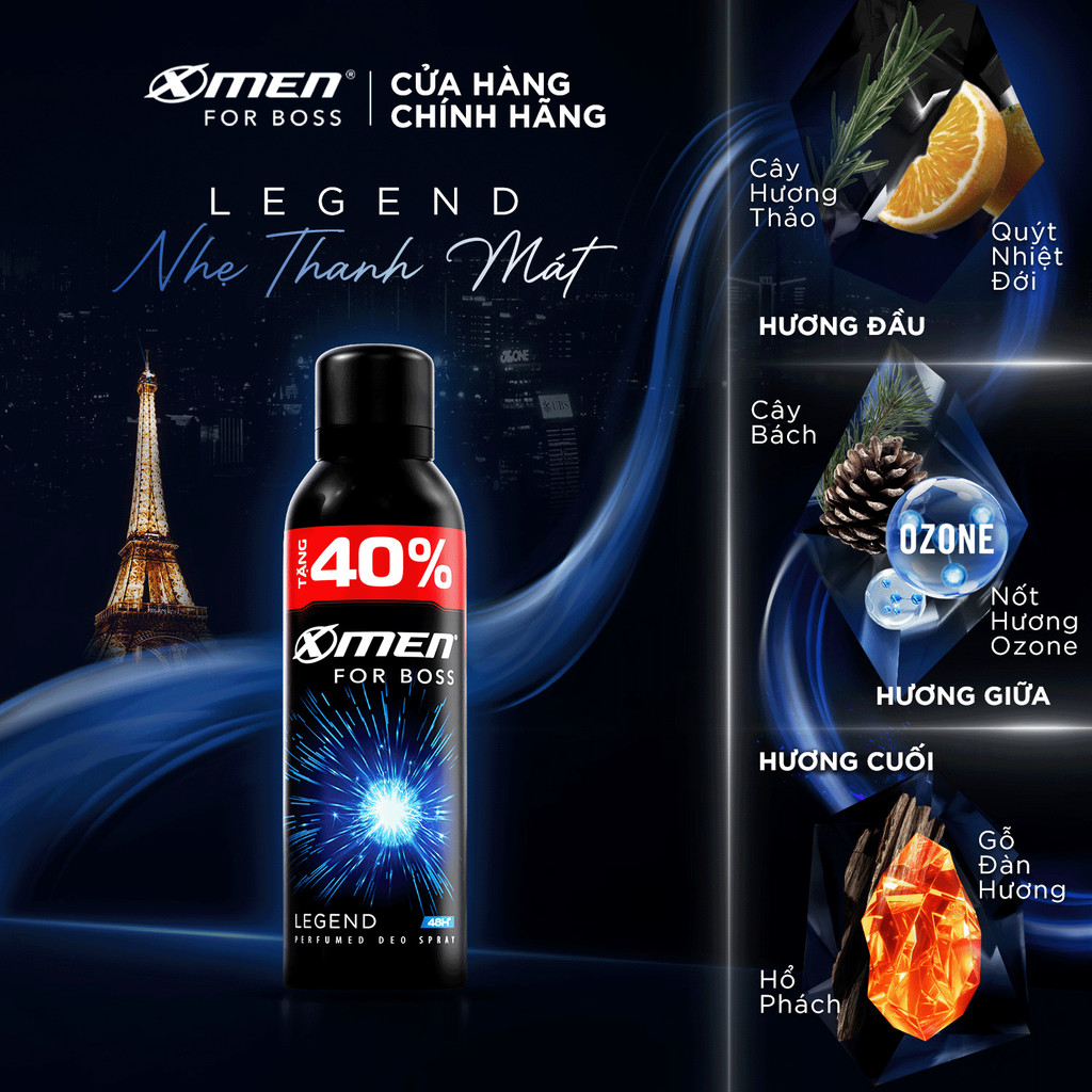 Mô tả Xịt khử mùi X-Men For Boss Intense/ Luxury/Legend/Motion 210ml - Hương nước hoa châu Âu - 4
