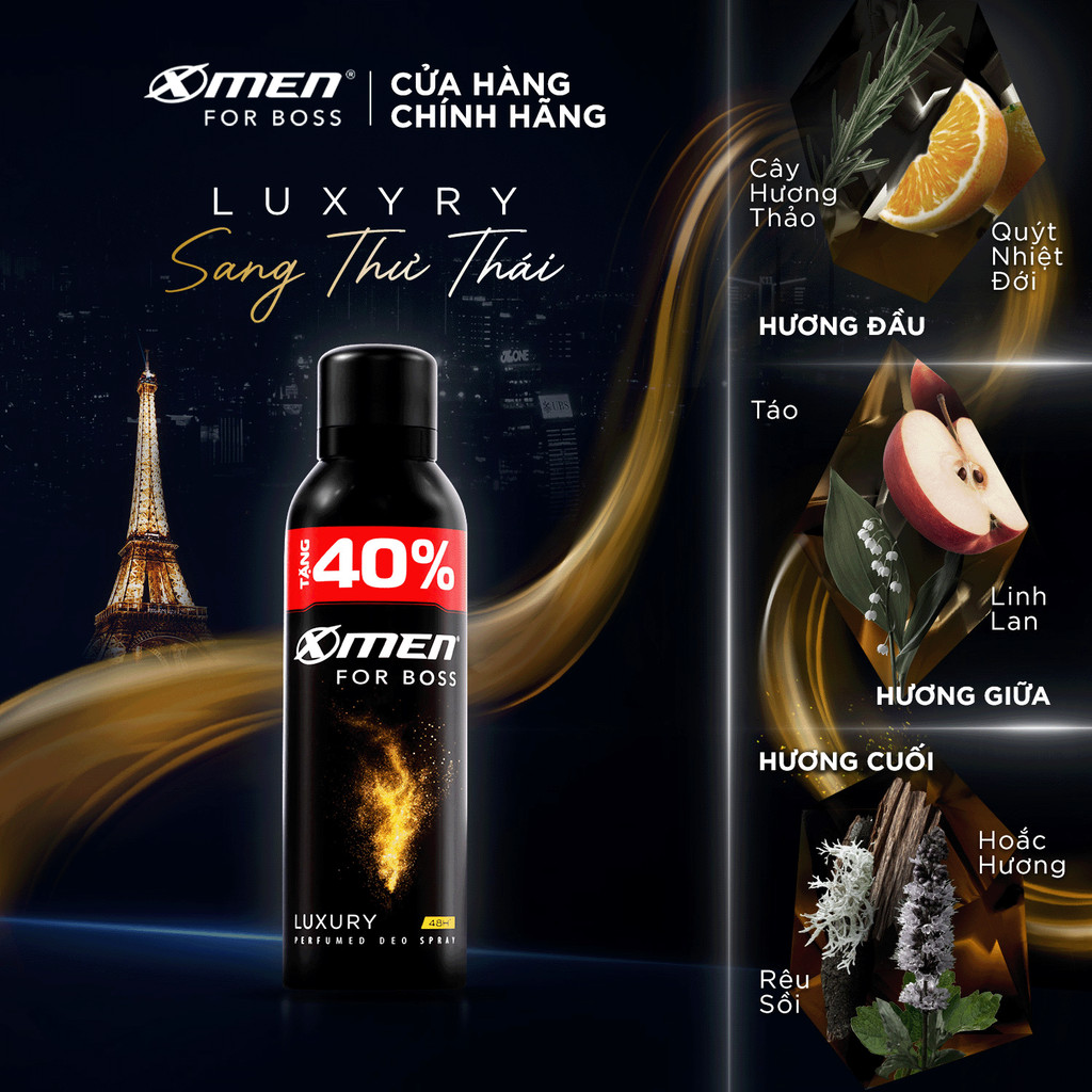 Mô tả Combo 2 Xịt khử mùi X-Men For Boss Intense/ Luxury/Legend/Motion 210ml/chai - 2