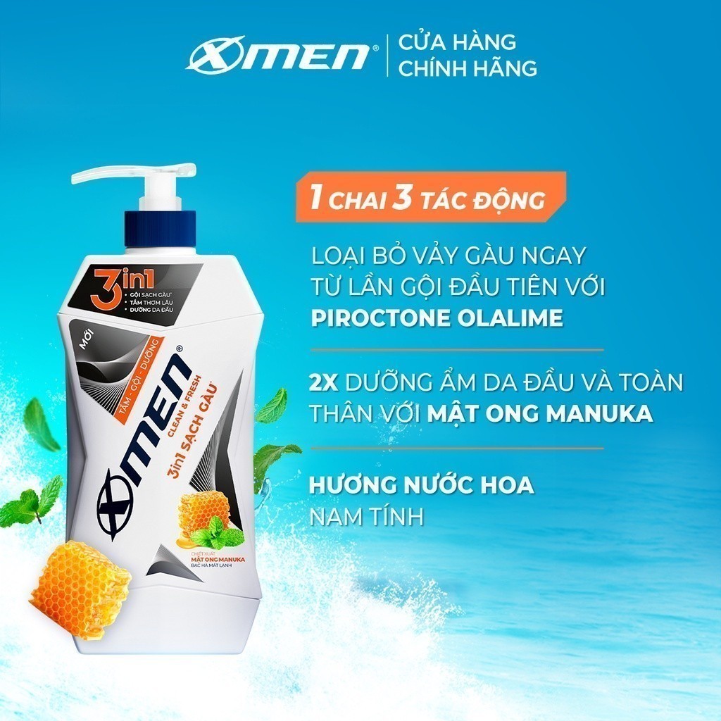 Mô tả Tắm Gội Dưỡng Xmen Clean & Fresh 3in1 Sạch Gàu / 2in1 Sạch Sâu 610g - 2