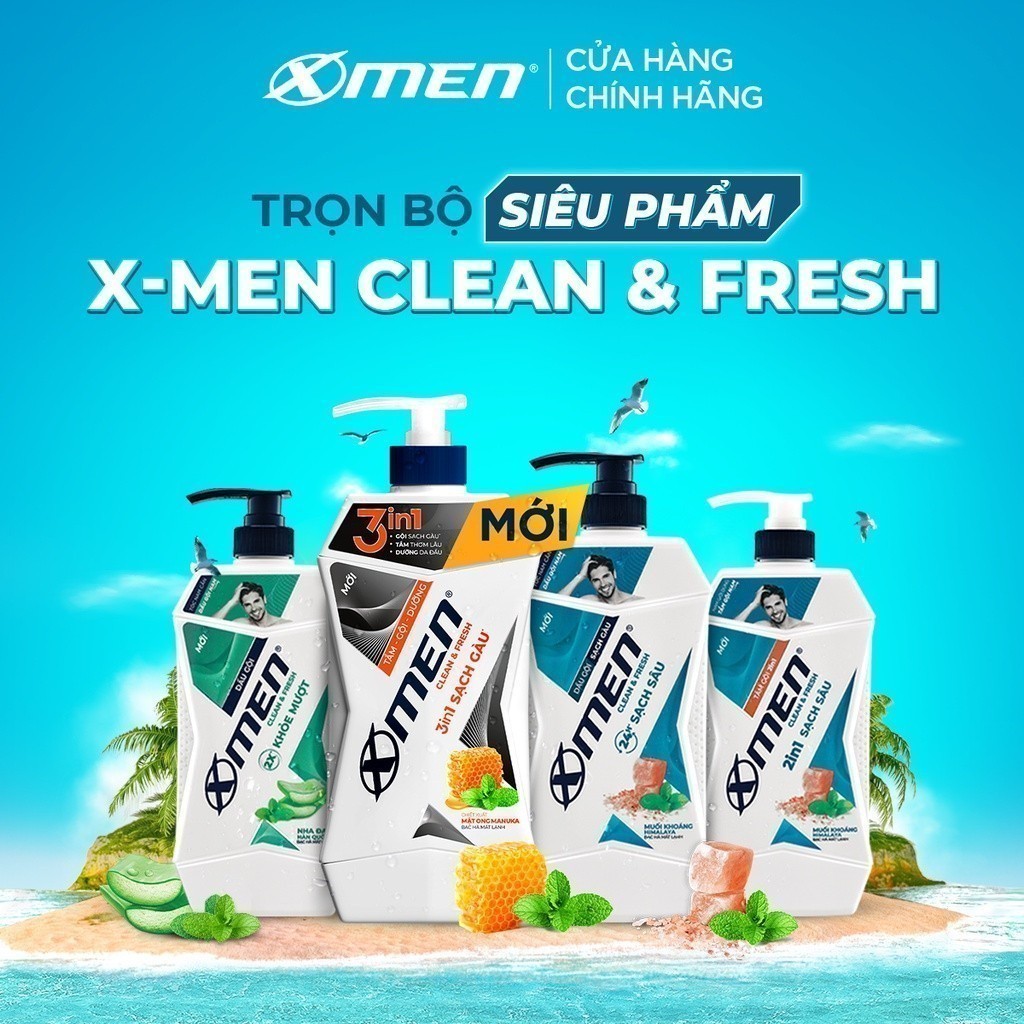 Mô tả Tắm Gội Dưỡng Xmen Clean & Fresh 3in1 Sạch Gàu / 2in1 Sạch Sâu 610g - 4