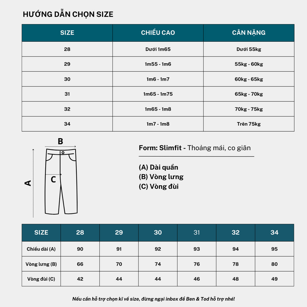 Mô tả Quần dài TÂY nam form SKINNY BEN & TOD 21037 công sở co giãn tôn dáng dày dặn nam tính chỉnh chu OUTLET 289 - 4