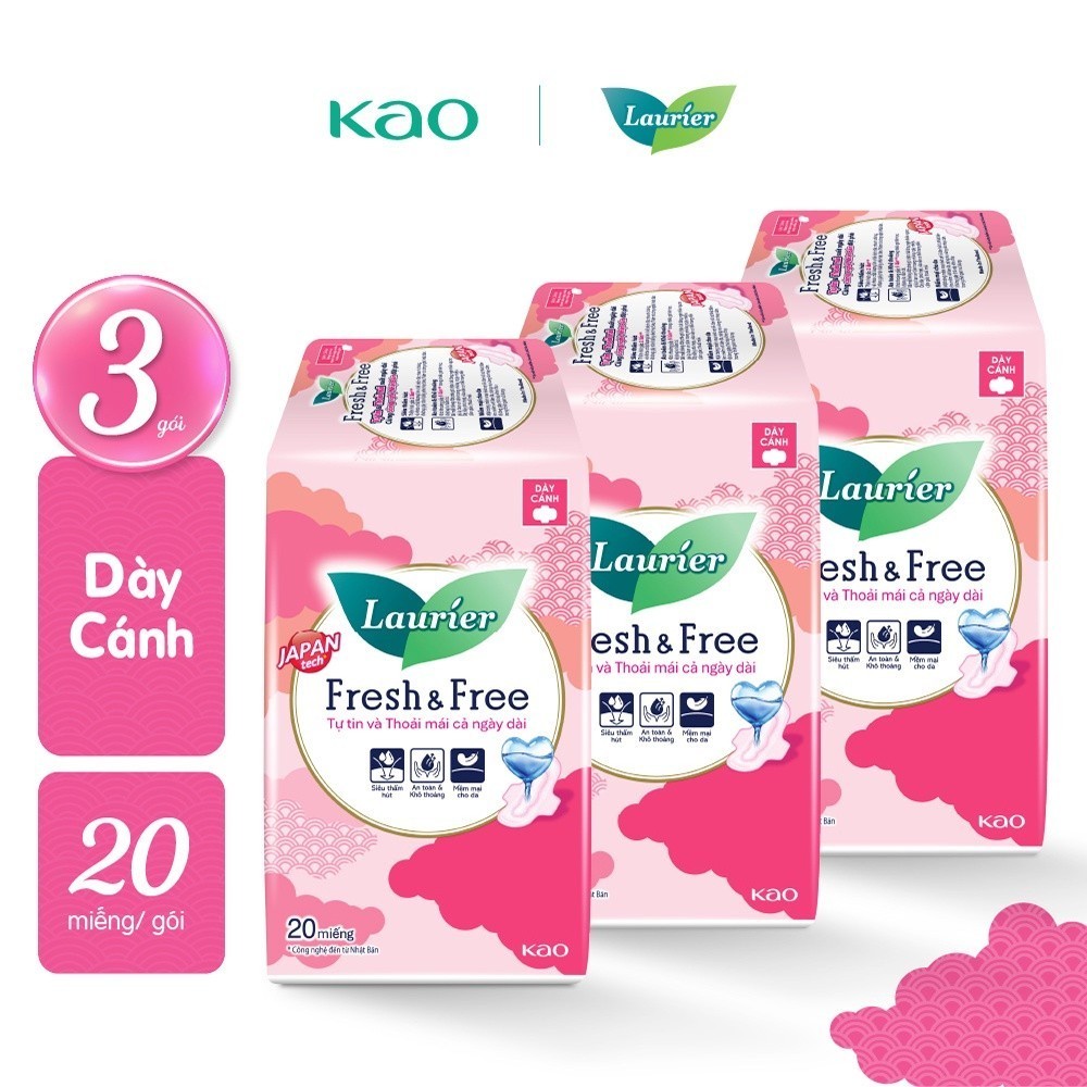 Mô tả Combo 3 Băng vệ sinh Laurier Fresh & Free Siêu Mỏng - 1