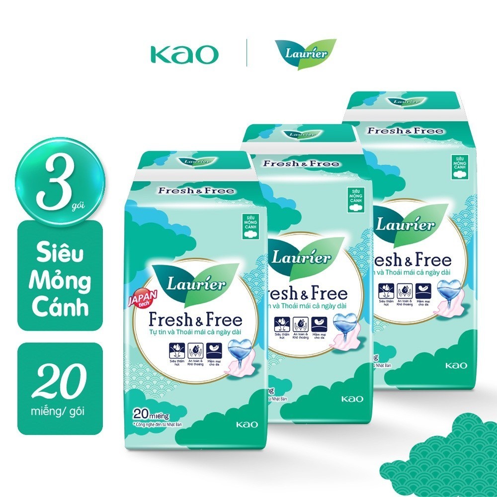 Mô tả Combo 3 Băng vệ sinh Laurier Fresh & Free Siêu Mỏng - 2