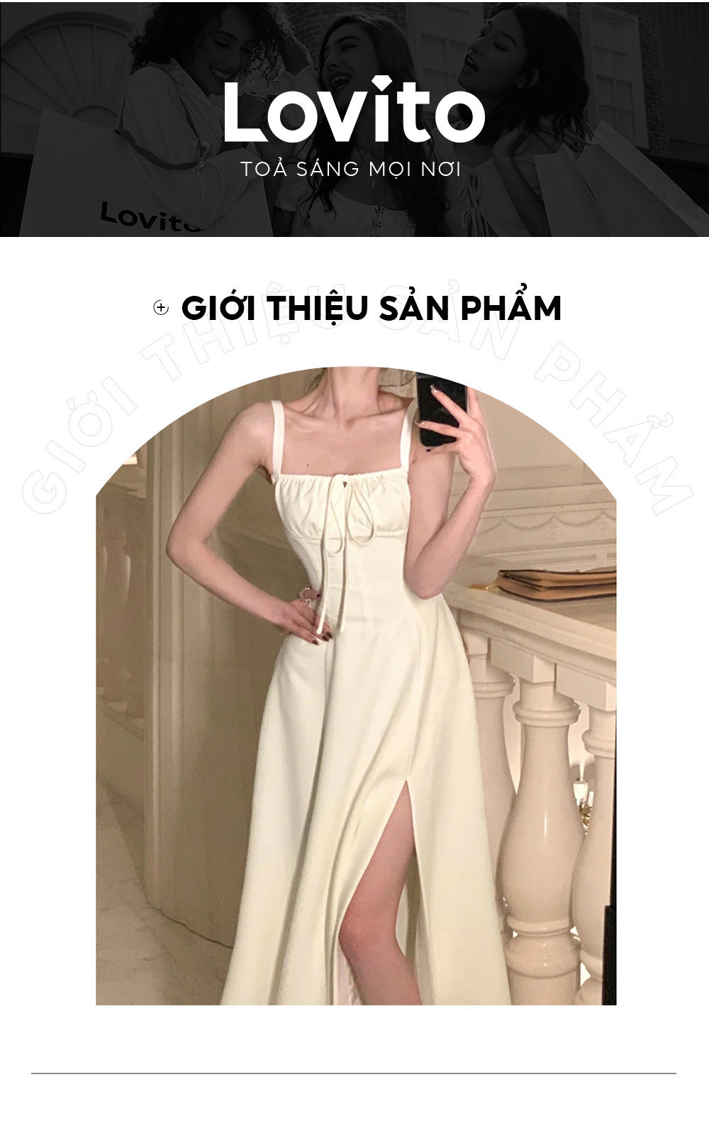 Mô tả Đầm Lovito cột dây lưng màu trơn thanh lịch cho nữ L74ED185(Nhiều màu) - 2