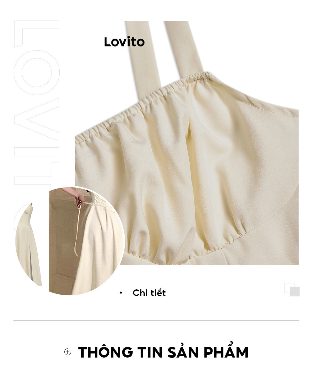 Mô tả Đầm Lovito cột dây lưng màu trơn thanh lịch cho nữ L74ED185(Nhiều màu) - 4