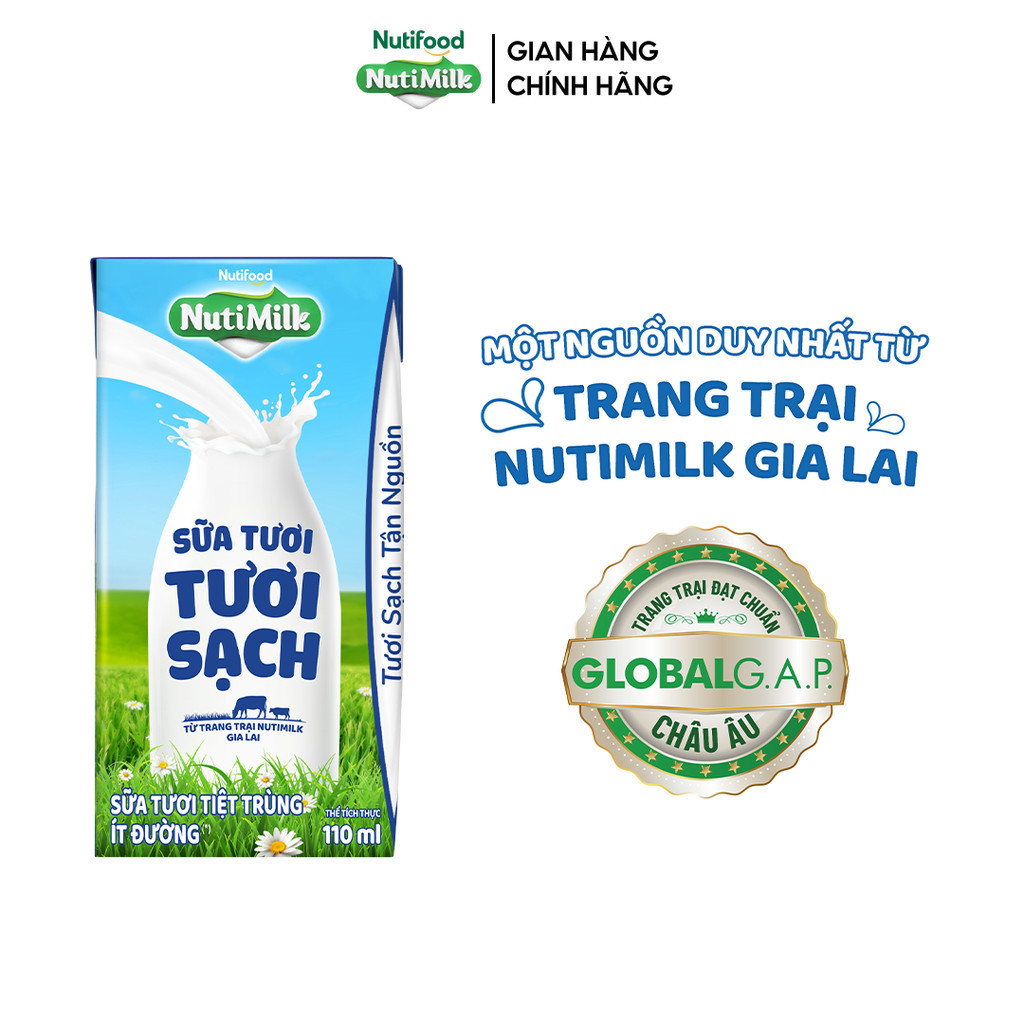 Mô tả Thùng Sữa Tươi Tươi Sạch NutiMilk Ít Đường 110ml (Hộp 110ml x 48) - 1
