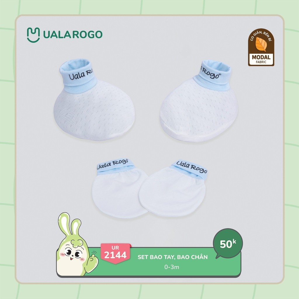 Mô tả Set bao tay chân mũ cho bé sơ sinh Ualarogo vải Bamboo thấm hút co giãn mềm mại 2144 2145 - 7