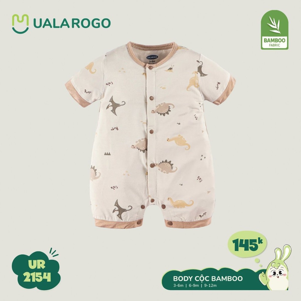 Mô tả Bodysuit cộc tay cho bé Ualarogo áo liền quần 3-12 tháng vải Sợi tre Bamboo mềm mịn co giãn cúc giữa 2154 - 10