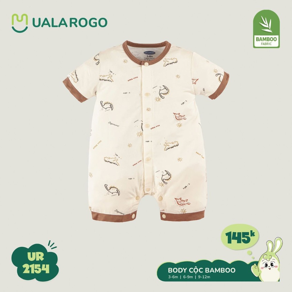 Mô tả Bodysuit cộc tay cho bé Ualarogo áo liền quần 3-12 tháng vải Sợi tre Bamboo mềm mịn co giãn cúc giữa 2154 - 11