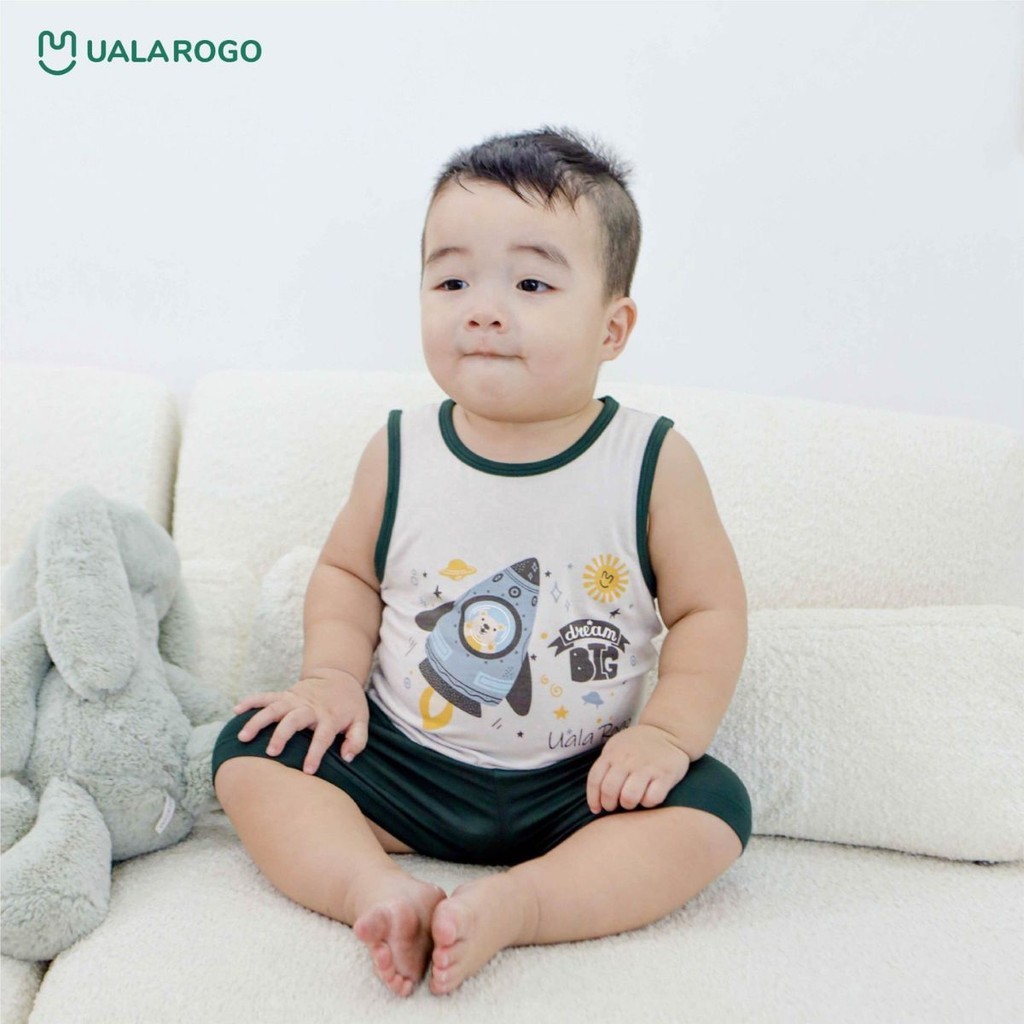Bộ ba lỗ UalaRogo sợi tre màu trắng
