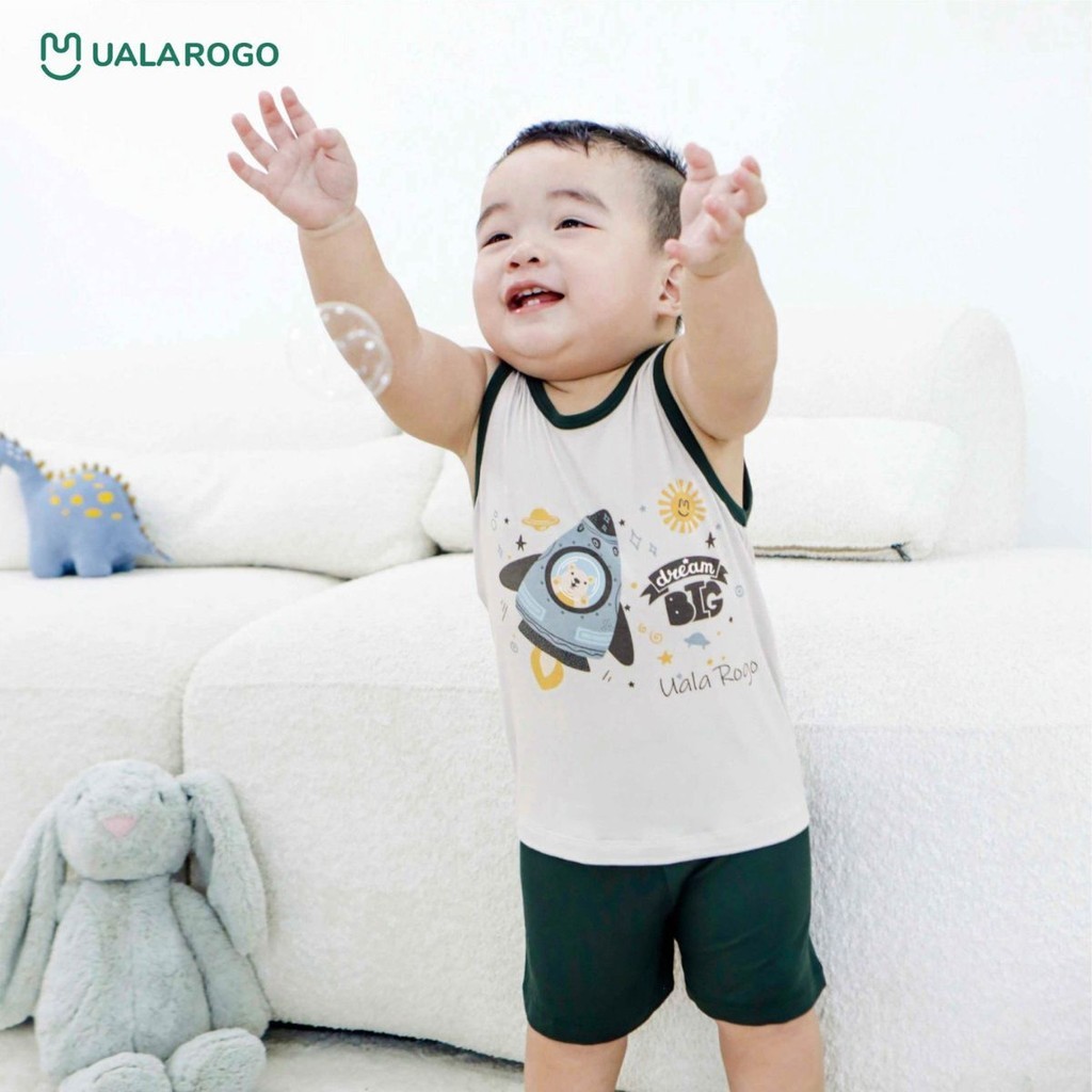 Bộ ba lỗ UalaRogo sợi tre màu vàng