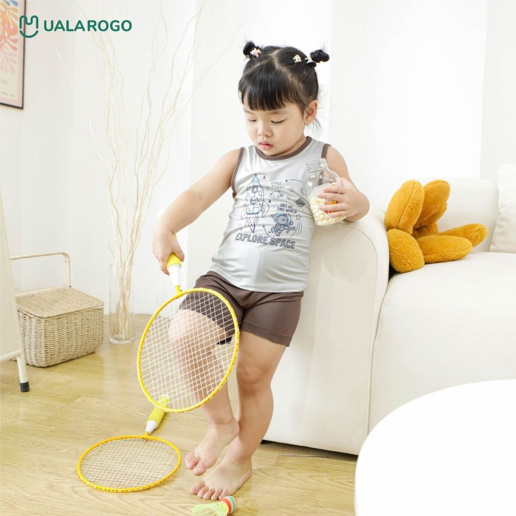 Bộ ba lỗ UalaRogo sợi tre màu xám
