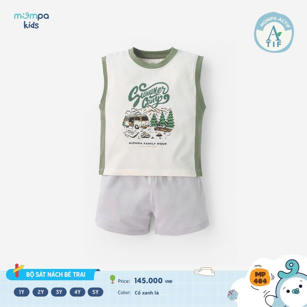 Đồ bộ bé trai Mompa ba lỗ Cotton Actif 484 - Ảnh 4