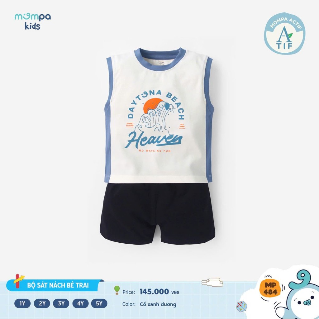 Đồ bộ bé trai Mompa ba lỗ Cotton Actif 484 - Ảnh 5