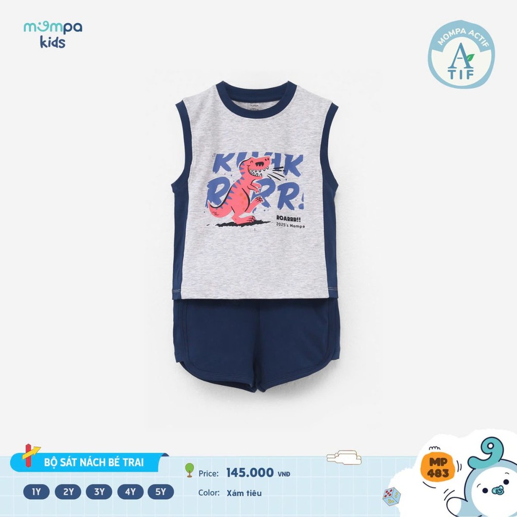 Đồ bộ bé trai Mompa ba lỗ Cotton Actif 484 - Ảnh 8