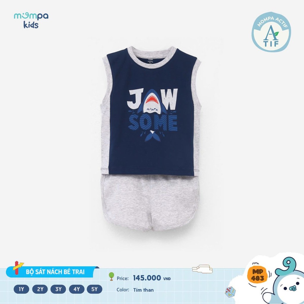 Đồ bộ bé trai Mompa ba lỗ Cotton Actif 484 - Ảnh 9