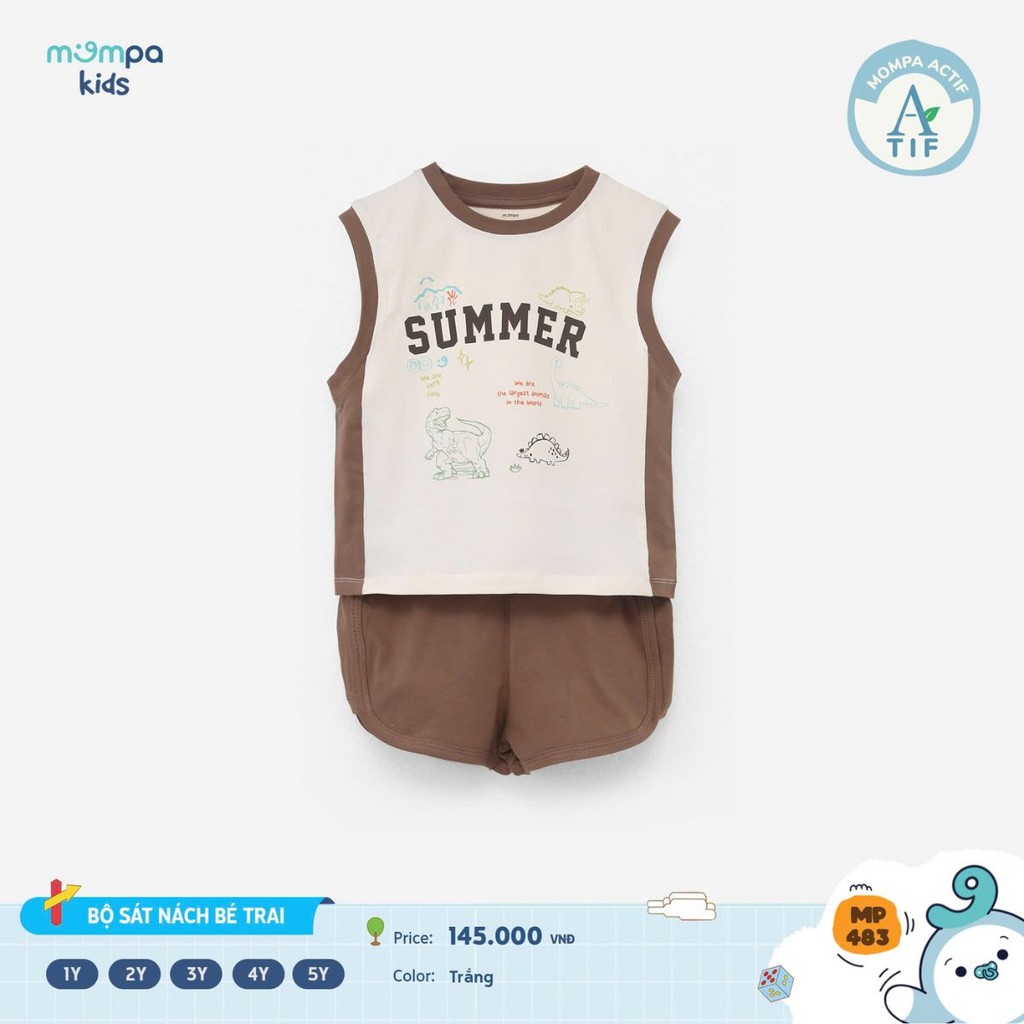 Đồ bộ bé trai Mompa ba lỗ Cotton Actif 484 - Ảnh 10
