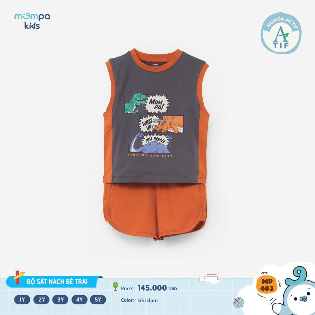 Đồ bộ bé trai Mompa ba lỗ Cotton Actif 484 - Ảnh 11