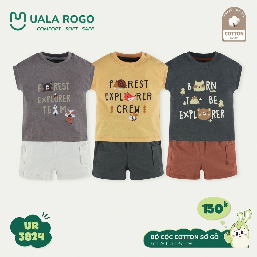Bộ cộc tay bé trai Ualarogo 3824 - Ảnh 1