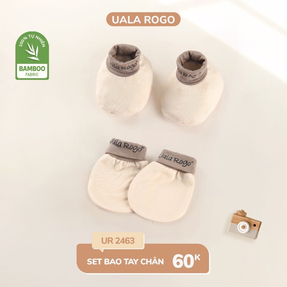 Mô tả Set bao tay chân mũ sơ sinh cho bé Ualarogo 0-6 tháng vải sợi tre thoáng mát thấm hút co giãn 2462 - 8