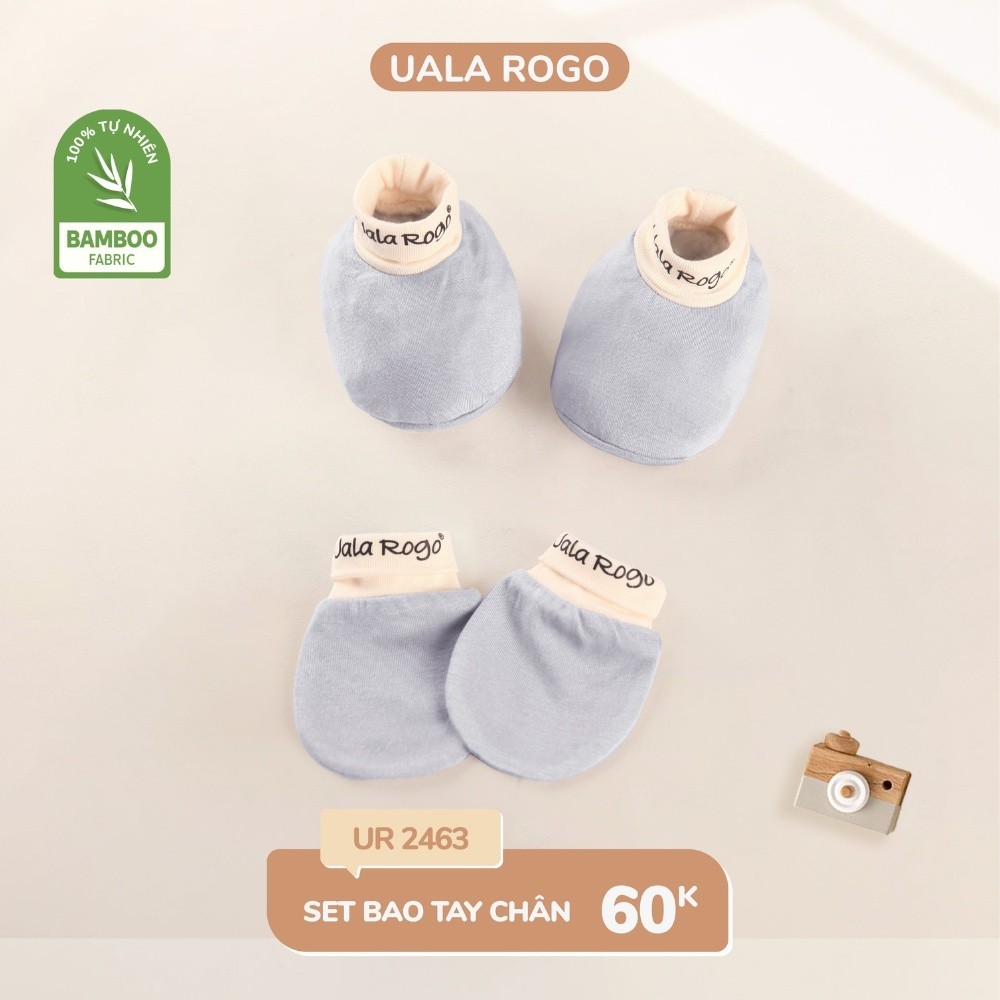 Mô tả Set bao tay chân mũ sơ sinh cho bé Ualarogo 0-6 tháng vải sợi tre thoáng mát thấm hút co giãn 2462 - 10
