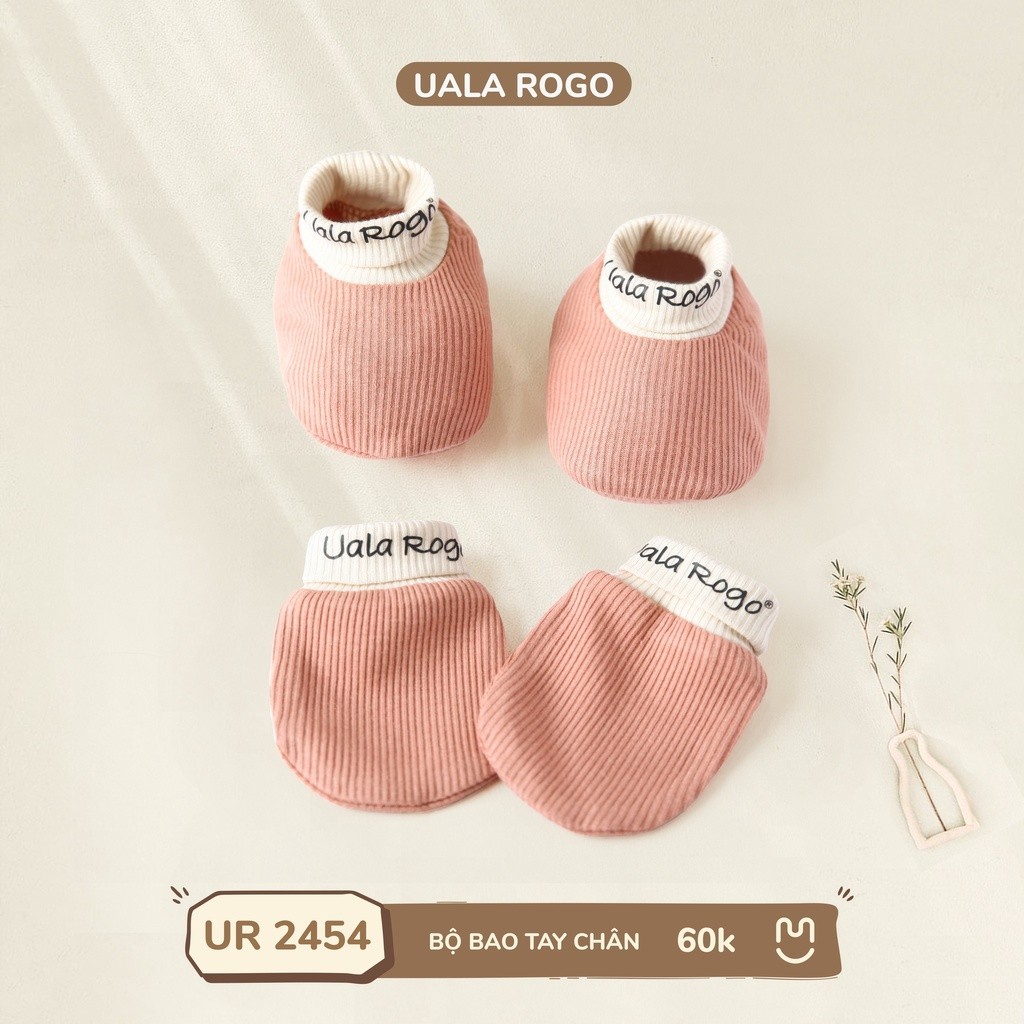 Mô tả Set bao chân tay mũ cho bé sơ sinh Ualarogo vải Sợi tre Bamboo mềm mịn co giãn 2453 2454 - 1