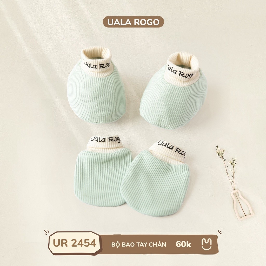 Mô tả Set bao chân tay mũ cho bé sơ sinh Ualarogo vải Sợi tre Bamboo mềm mịn co giãn 2453 2454 - 2