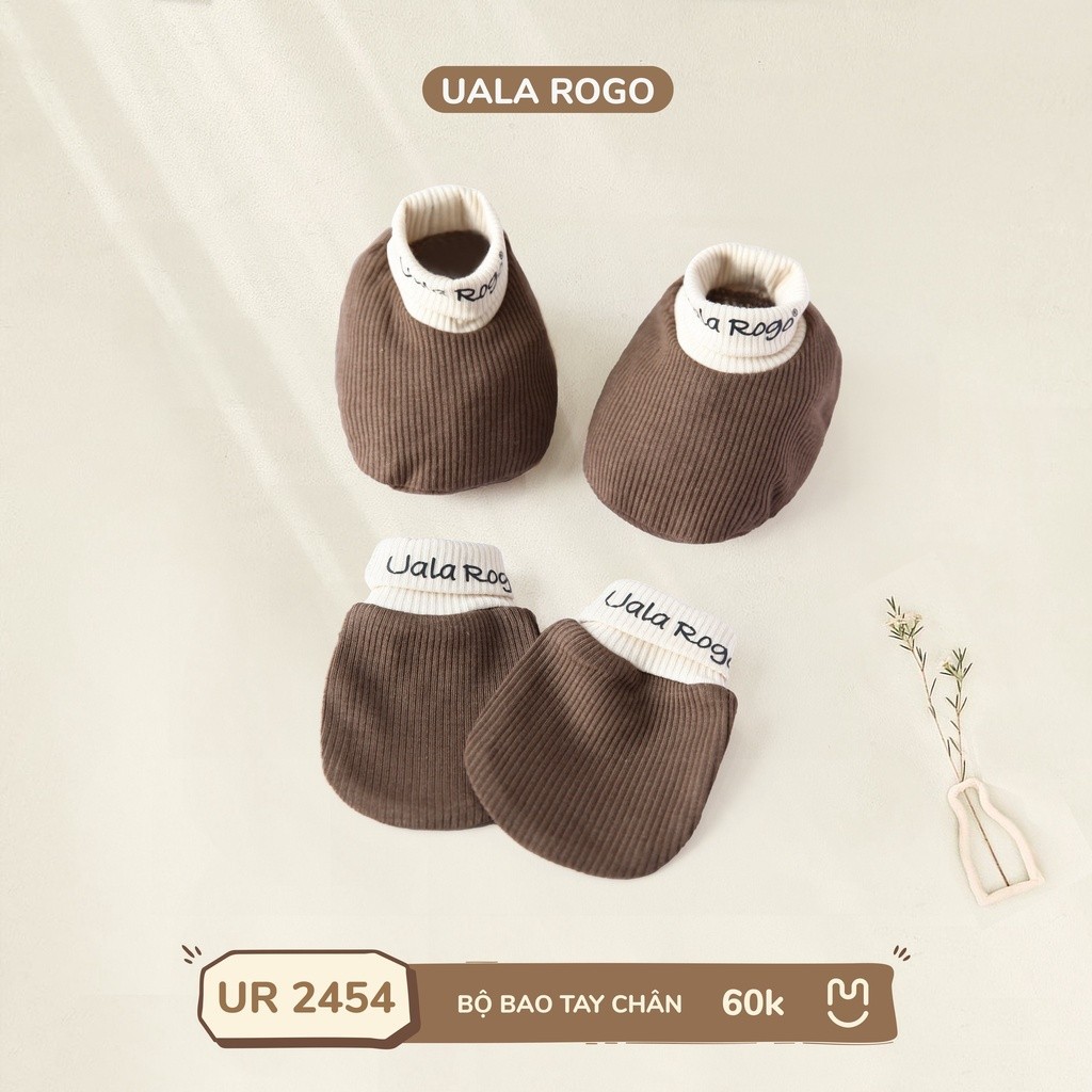 Mô tả Set bao chân tay mũ cho bé sơ sinh Ualarogo vải Sợi tre Bamboo mềm mịn co giãn 2453 2454 - 3