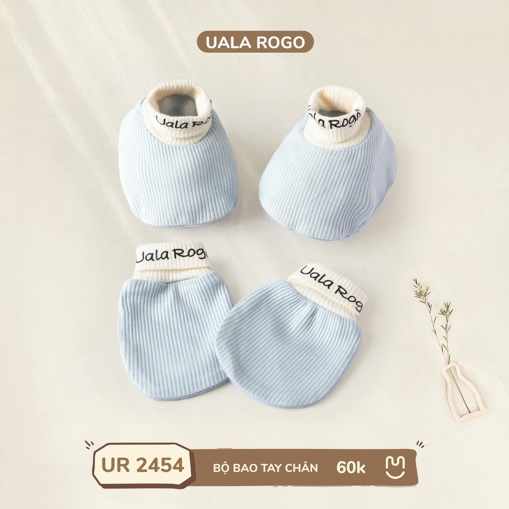 Mô tả Set bao chân tay mũ cho bé sơ sinh Ualarogo vải Sợi tre Bamboo mềm mịn co giãn 2453 2454 - 4