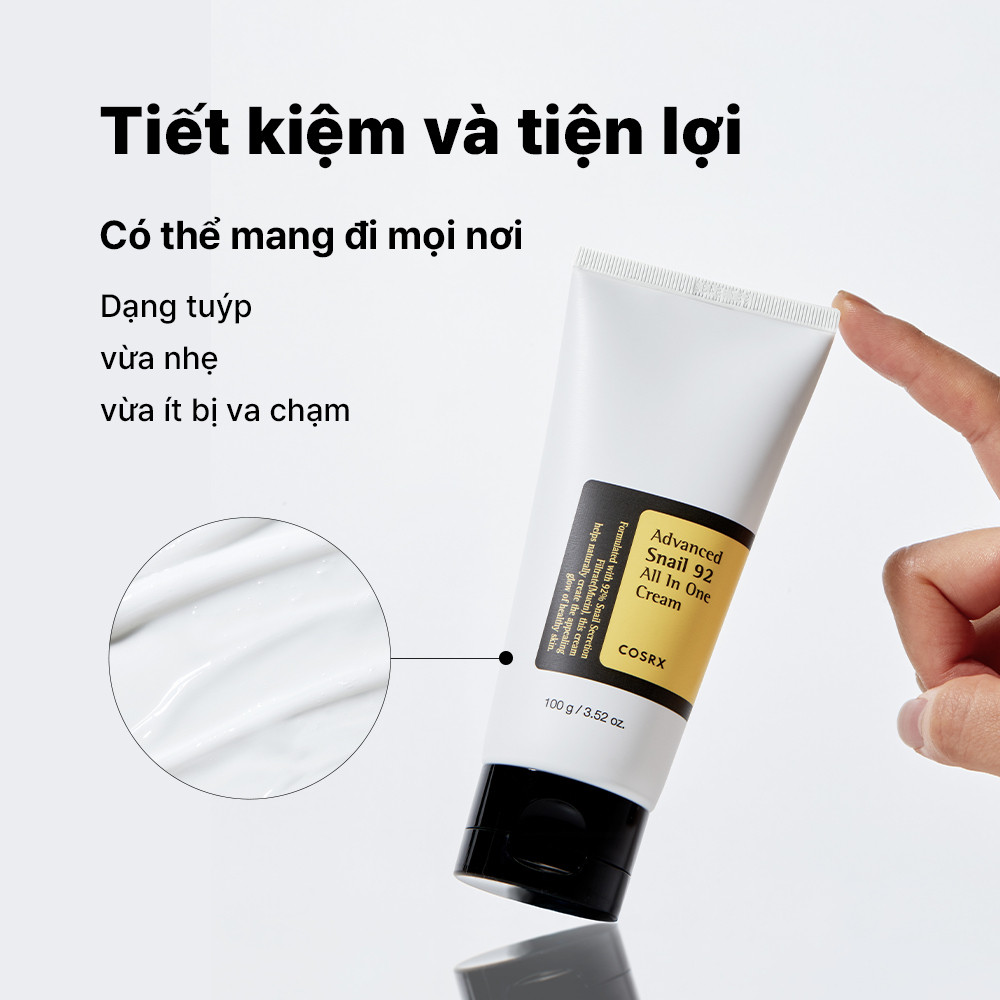 Mô tả Kem dưỡng ốc sên COSRX dạng tuýp 100g/50g với 92% chiết xuất dịch ốc sên - 4