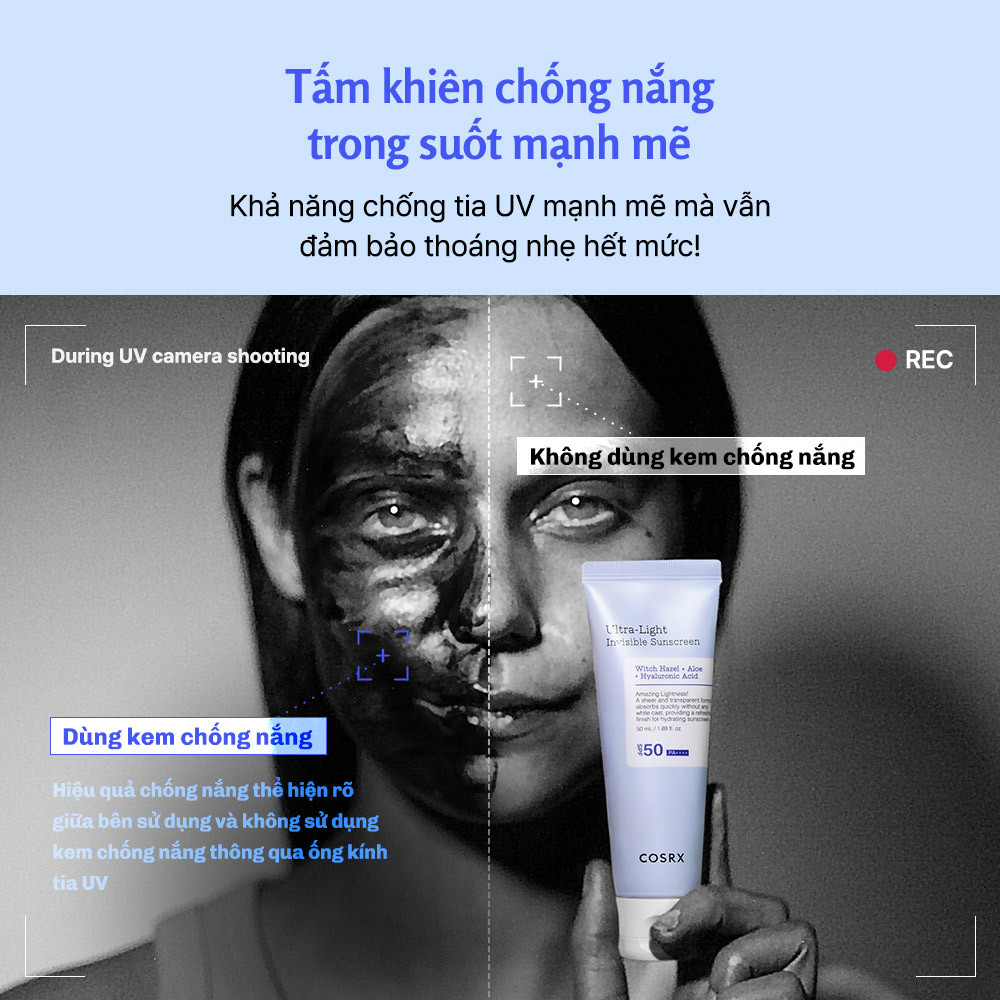 Mô tả COSRX OFFICIAL - Kem chống nắng tàng hình lỏng, nhẹ như serum Ultra-light Invisible Sunscreen SPF50+ PA++++ - 1